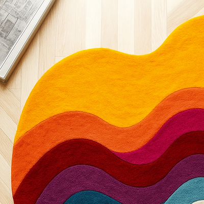 Colorful Abstract Hand Tufted Wool Rug – Modern Living Room Carpet
