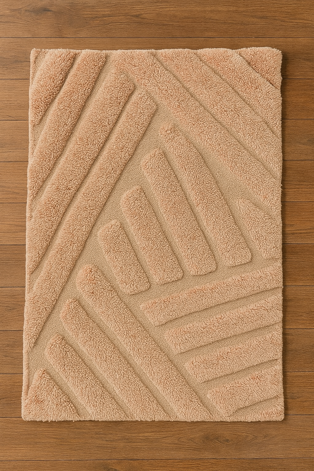 Modern Hand-Knotted Wool Rug – Soft Beige Geometric Area Carpet