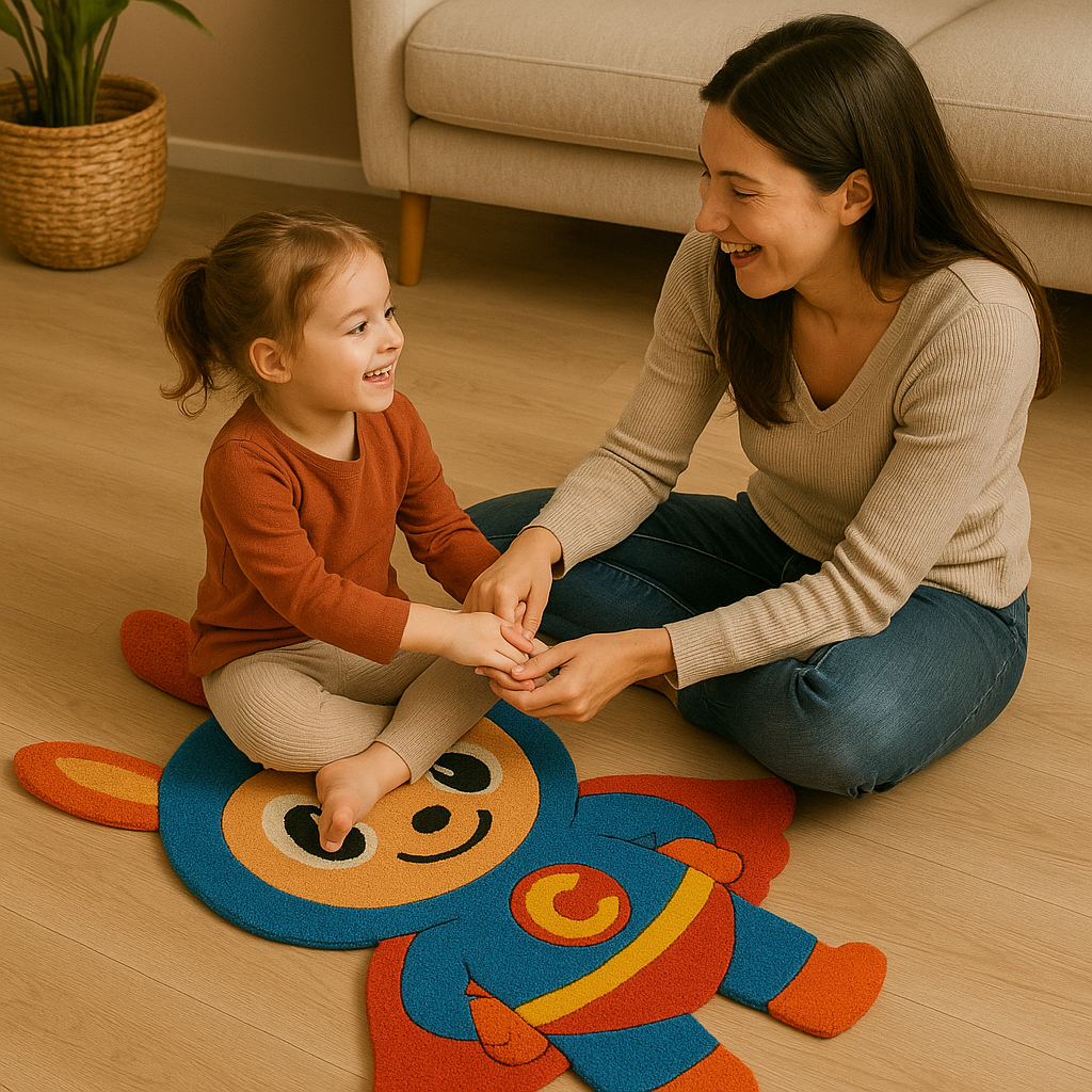 CAPEE Hero Bunny Tufted Rug – Kids Cartoon Superhero Carpet