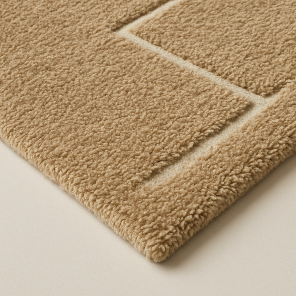 Modern Hand-Knotted Wool Rug – Beige Geometric Luxury Carpet