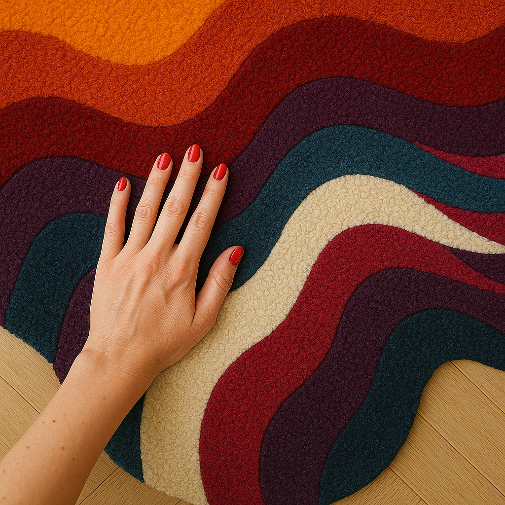 Colorful Abstract Hand Tufted Wool Rug – Modern Living Room Carpet