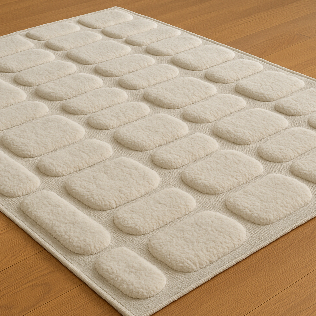Hand-Knotted Wool Rug – Ivory Pebble Texture | Modern Area Carpet