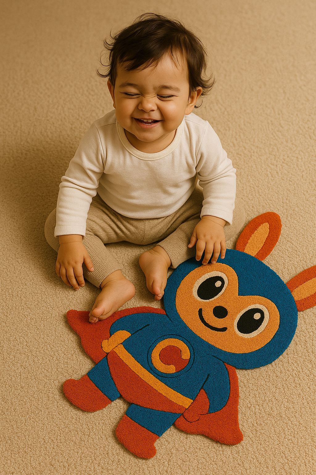 CAPEE Hero Bunny Tufted Rug – Kids Cartoon Superhero Carpet