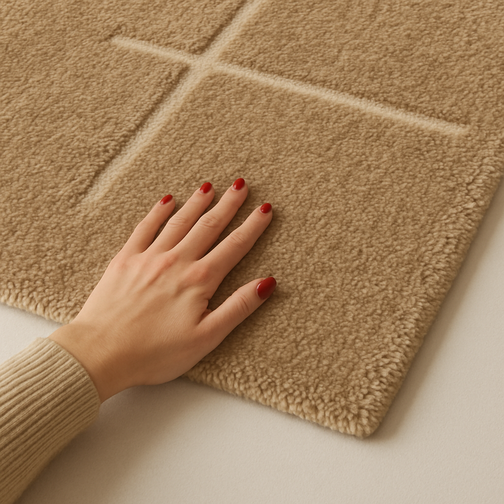 Modern Hand-Knotted Wool Rug – Beige Geometric Luxury Carpet