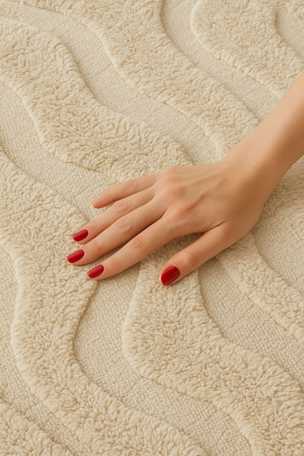 Hand-Knotted Wool Area Rug – Abstract Cream Modern Living Room Carpet