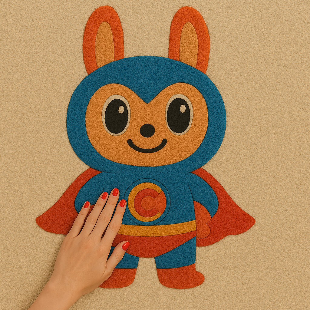 CAPEE Hero Bunny Tufted Rug – Kids Cartoon Superhero Carpet