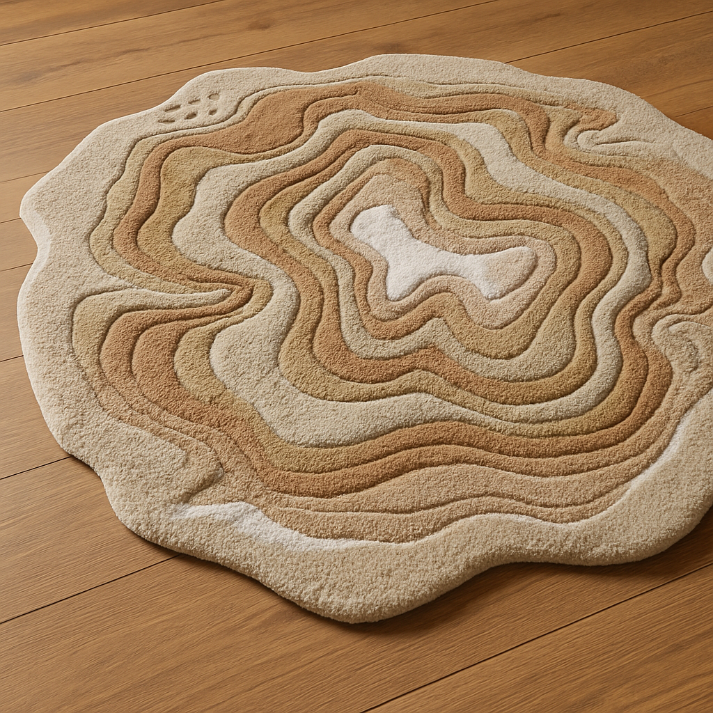 Hand-Tufted Wool Rug – Abstract Earth Layer Topography Design