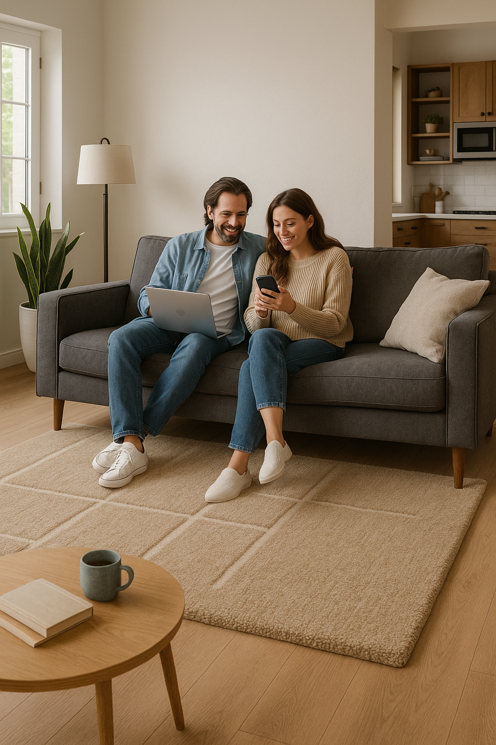 Modern Hand-Knotted Wool Rug – Beige Geometric Luxury Carpet