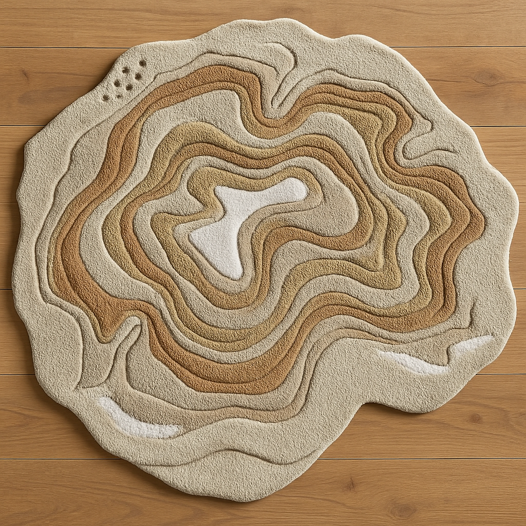 Hand-Tufted Wool Rug – Abstract Earth Layer Topography Design