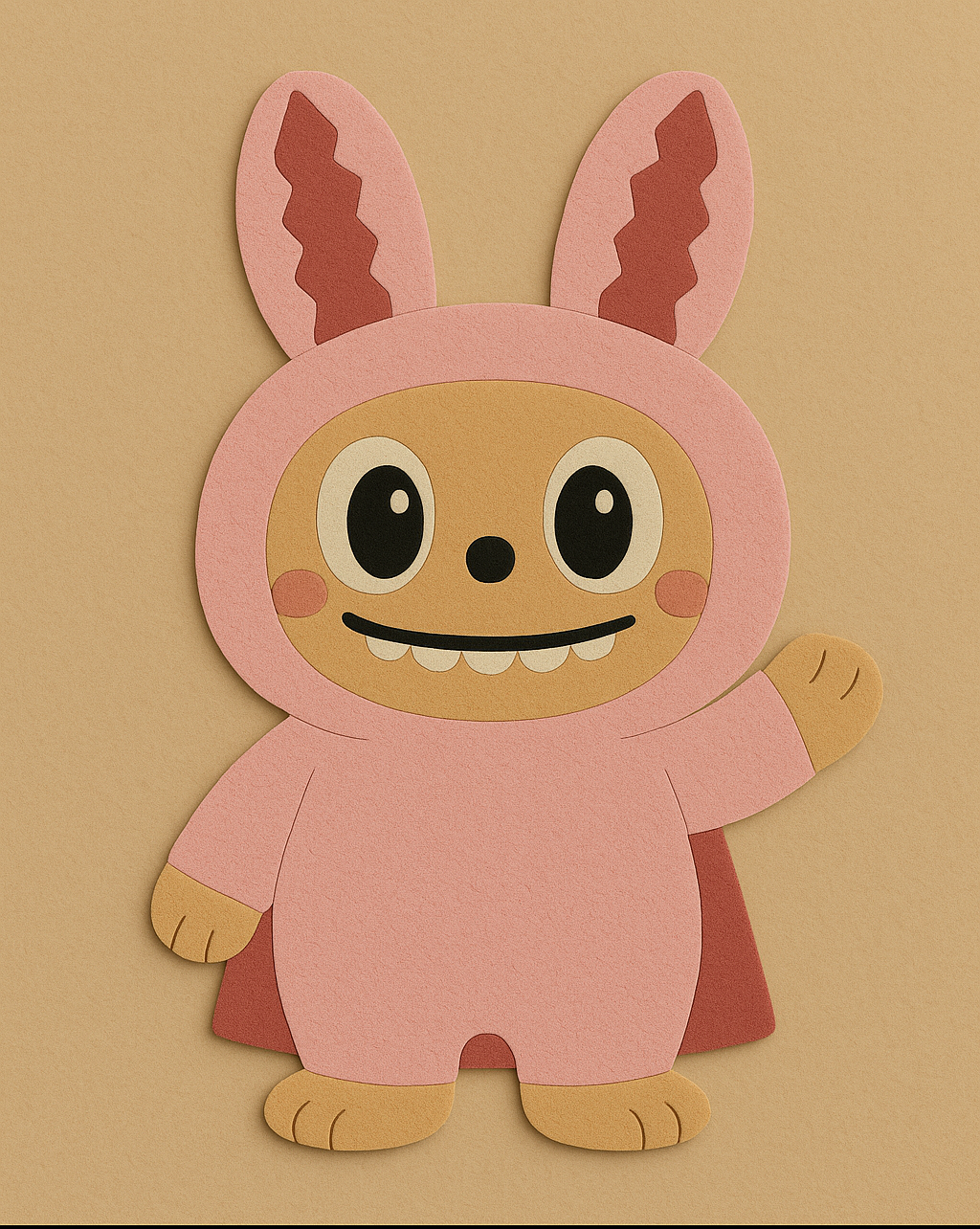 BUBU Bunny Hand-Tufted Pink Wool Rug for Kids & Nursery