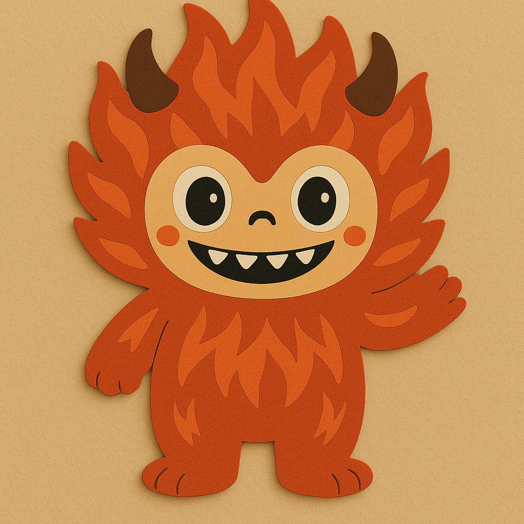 ZUBBA Flame Beast Rug – Hand-Tufted Wool Monster Area Carpet