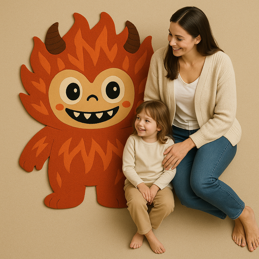 ZUBBA Flame Beast Rug – Hand-Tufted Wool Monster Area Carpet