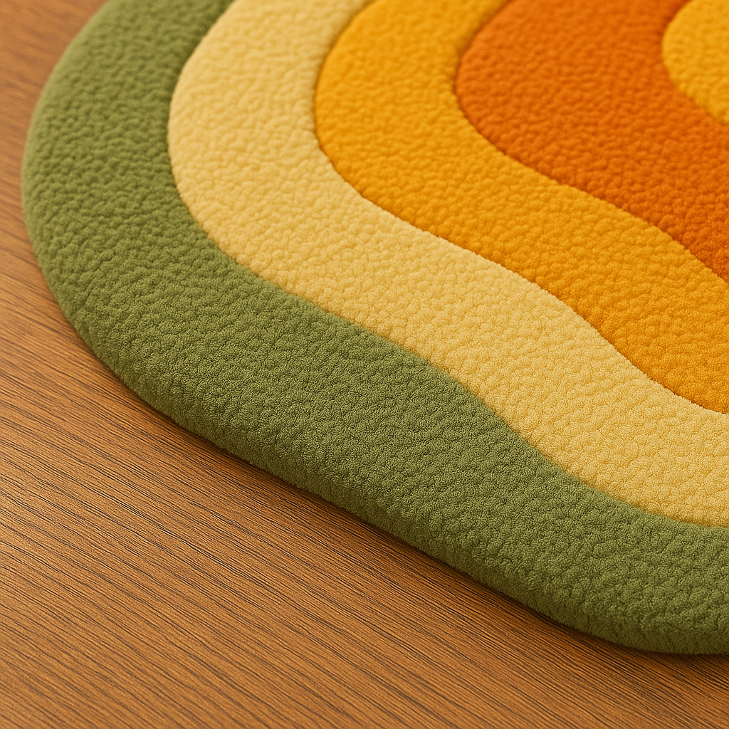 Modern Retro Hand-Tufted Wool Rug – Abstract Multicolor Area Rug