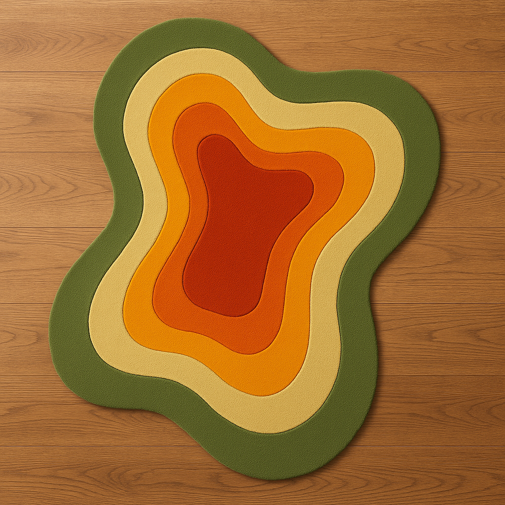 Modern Retro Hand-Tufted Wool Rug – Abstract Multicolor Area Rug