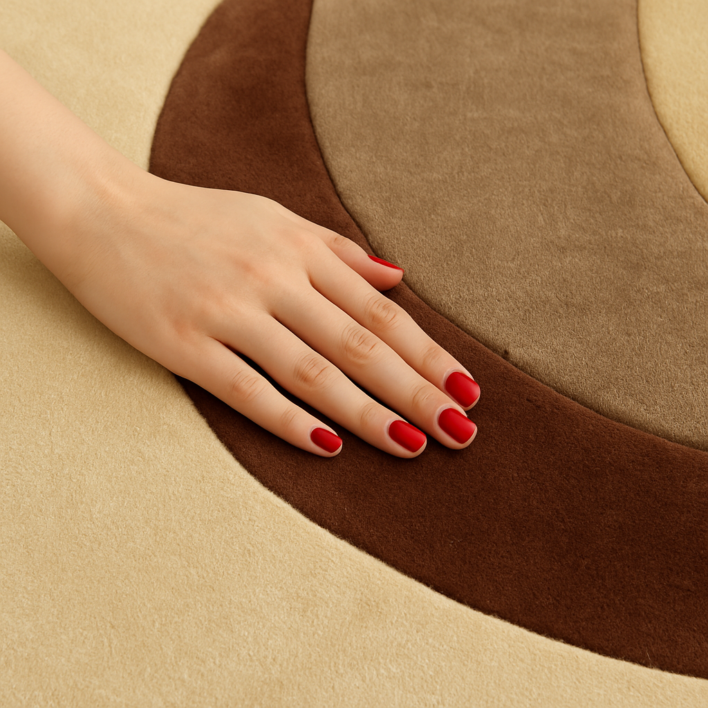 Modern Abstract Wool Rug | Beige & Brown Hand Tufted Plush Accent Carpet