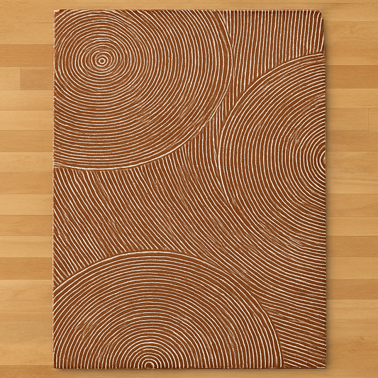 Hand-Tufted Brown & Beige Rug – Modern Concentric Circle Design