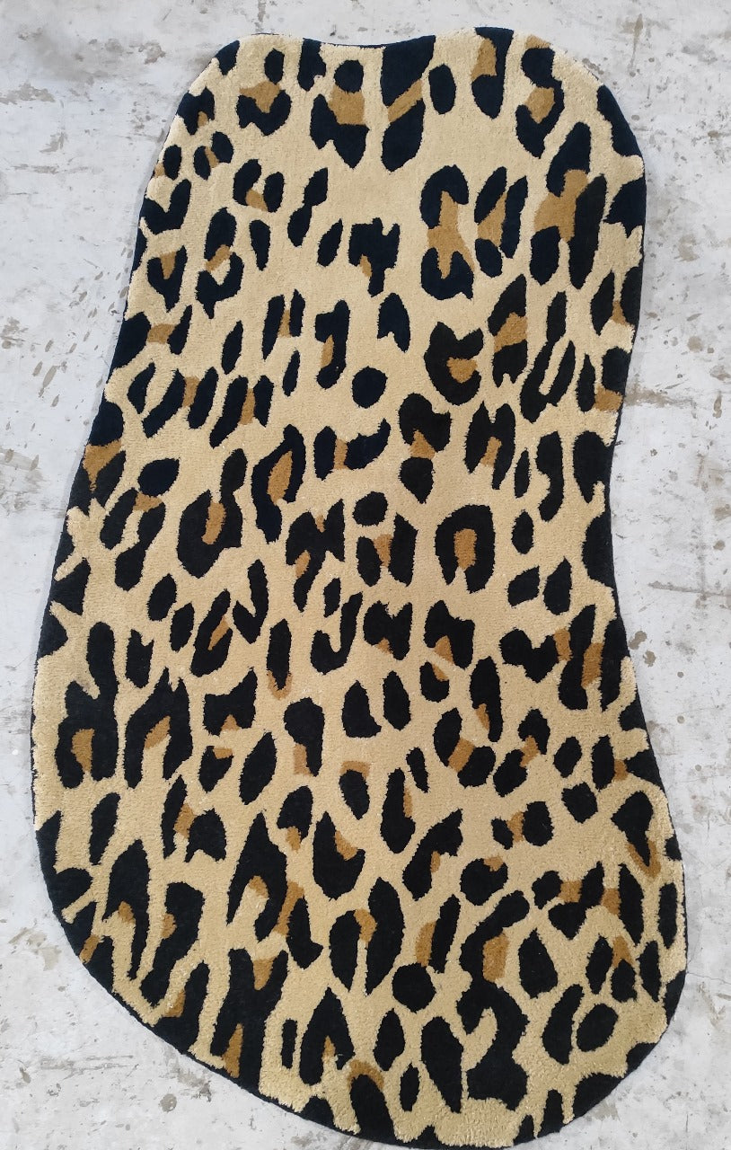 Hand Tufted Leopard Print Wool Rug – Modern Animal Accent