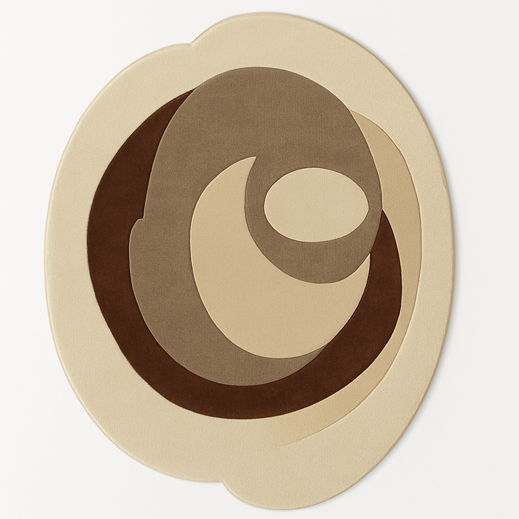 Modern Abstract Wool Rug | Beige & Brown Hand Tufted Plush Accent Carpet