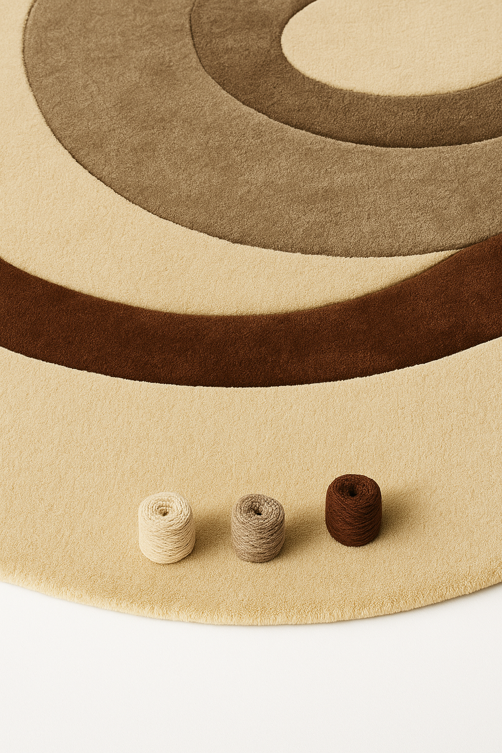 Modern Abstract Wool Rug | Beige & Brown Hand Tufted Plush Accent Carpet