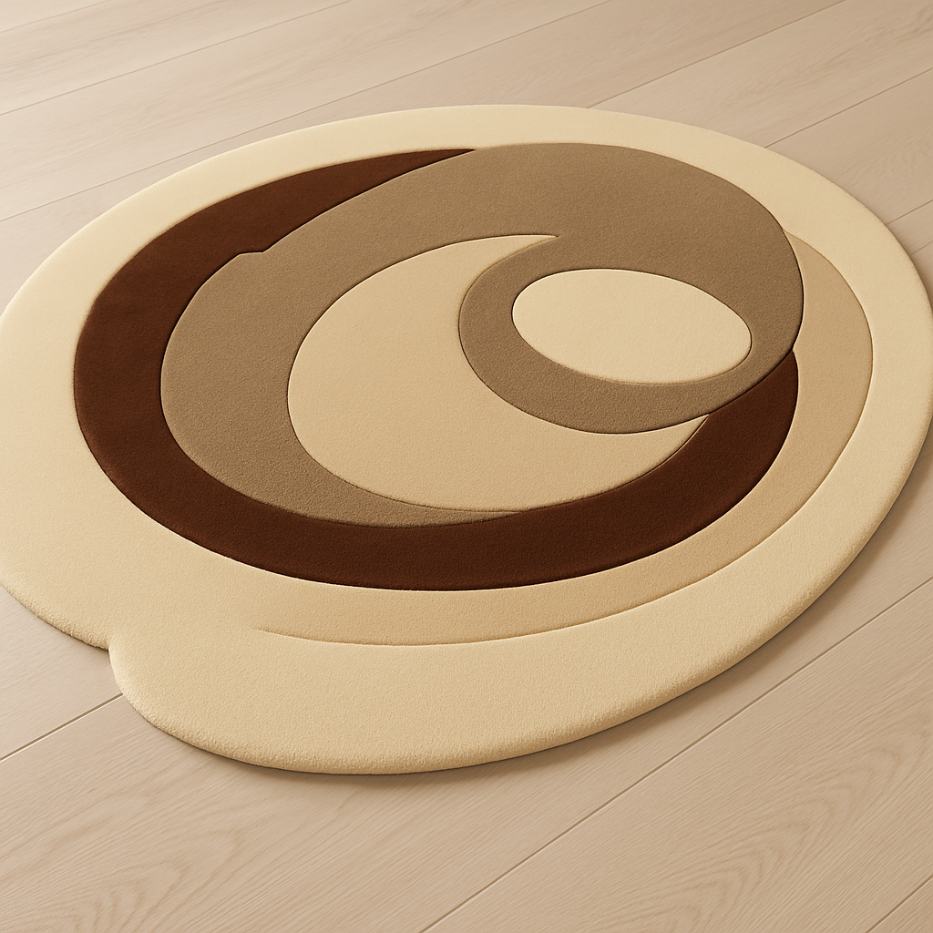Modern Abstract Wool Rug | Beige & Brown Hand Tufted Plush Accent Carpet