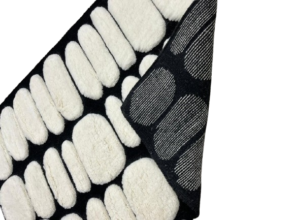 Modern Hand-Knotted Wool Rug – Black & White Geometric Area Carpet