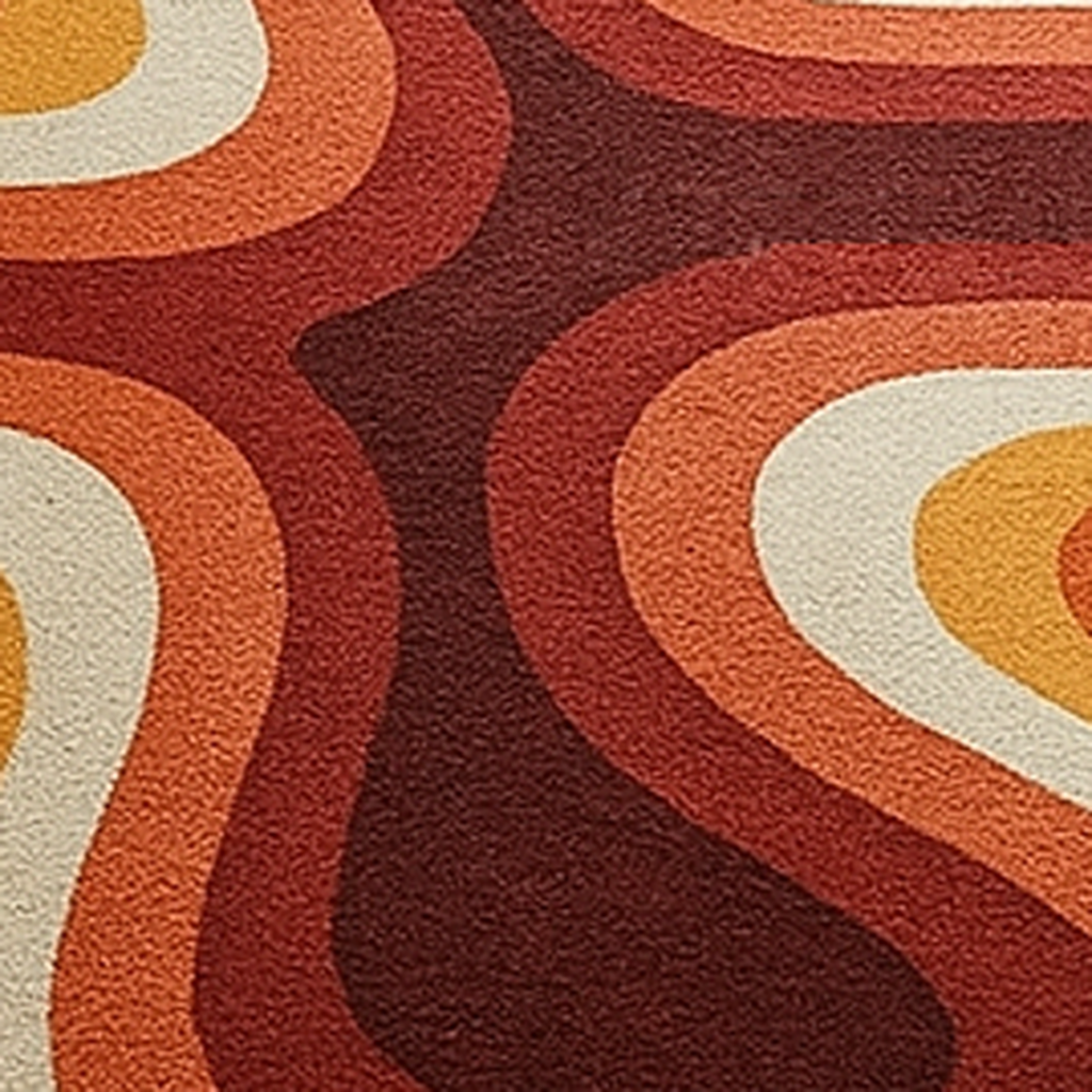 Hand-Tufted Retro Swirl Wool Rug – Mid-Century Modern Area Carpet