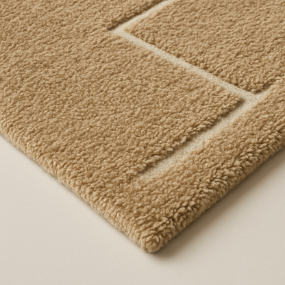 Modern Hand-Knotted Wool Rug – Beige Geometric Luxury Carpet