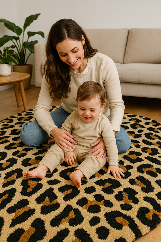 Hand Tufted Leopard Print Wool Rug – Modern Animal Accent