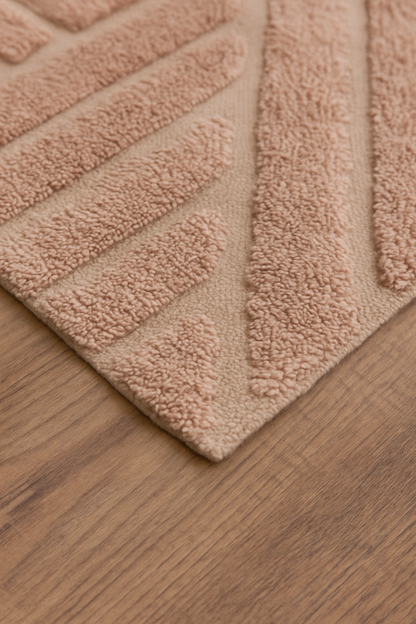 Modern Hand-Knotted Wool Rug – Soft Beige Geometric Area Carpet