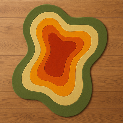 Modern Retro Hand-Tufted Wool Rug – Abstract Multicolor Area Rug