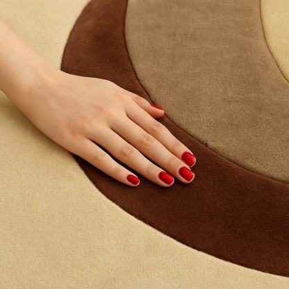 Modern Abstract Wool Rug | Beige & Brown Hand Tufted Plush Accent Carpet