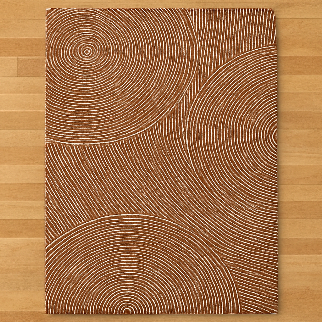 Hand-Tufted Brown & Beige Rug – Modern Concentric Circle Design