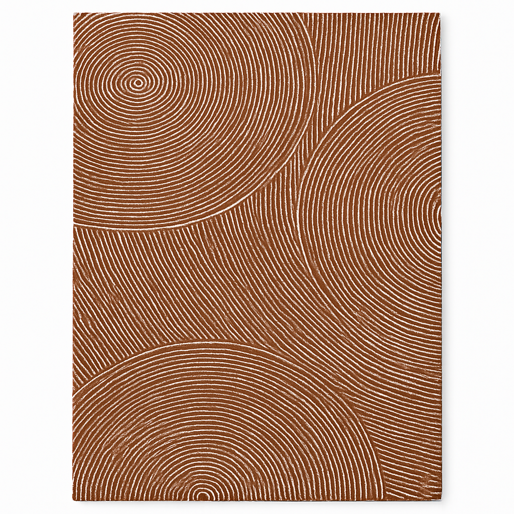 Hand-Tufted Brown & Beige Rug – Modern Concentric Circle Design