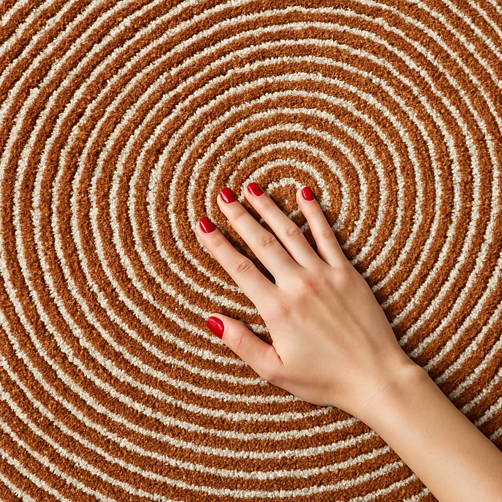 Hand-Tufted Brown & Beige Rug – Modern Concentric Circle Design