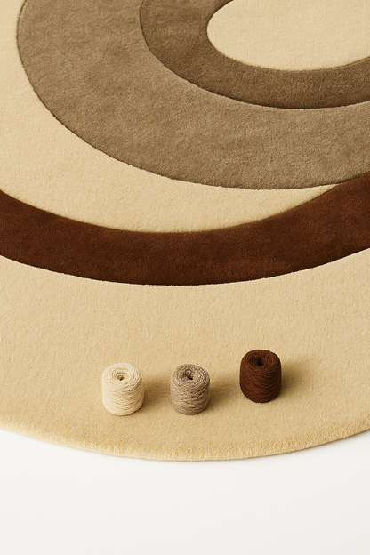 Modern Abstract Wool Rug | Beige & Brown Hand Tufted Plush Accent Carpet
