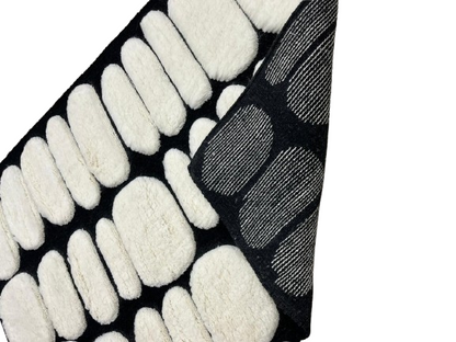 Modern Hand-Knotted Wool Rug – Black & White Geometric Area Carpet
